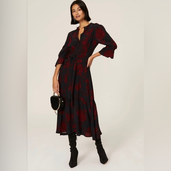 Marissa Webb Collective Navy Floral Shirtdress, size 2 - Picture 3 of 13